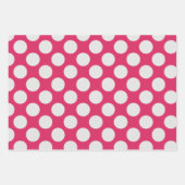 Weiße Punkte heiß rosa Geschenkpapier Set (Vorderseite)