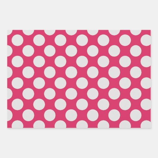 Weiße Punkte heiß rosa Geschenkpapier Set (Vorderseite)
