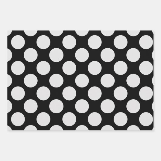 Weiße Punkte im Party und schwarzer Hintergrund Geschenkpapier Set (Vorderseite 3)