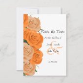 Weiße Punkte mit orangen Rose - Save the Date (Vorderseite)