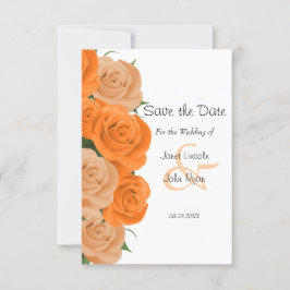 Weiße Punkte mit orangen Rose - Save the Date