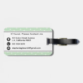 Weiße Punkte mit schwarzem Monogramm Grün Gepäckanhänger (Rückseite horizontal)