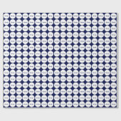 Weiße Punkte Muster auf Navy Blue mit Namen Geschenkpapier (Flach)