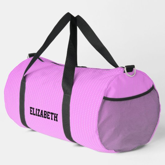 Weiße Punkte rosa Muster Duffle Bag (Rechte Ecke)