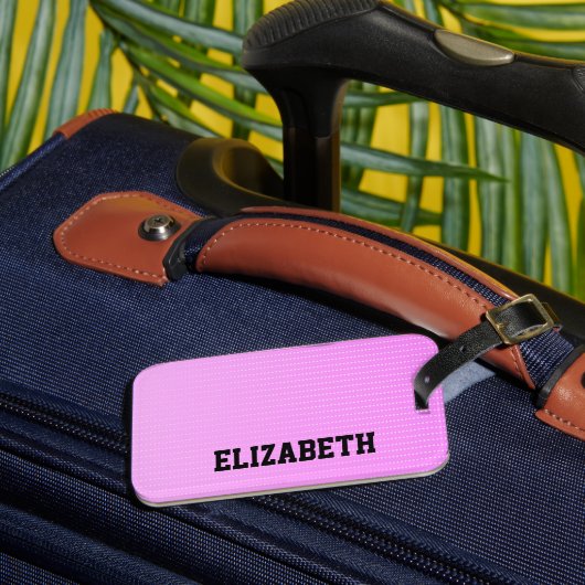 Weiße Punkte rosa Muster Gepäckanhänger (Vorderseite Insitu 3)