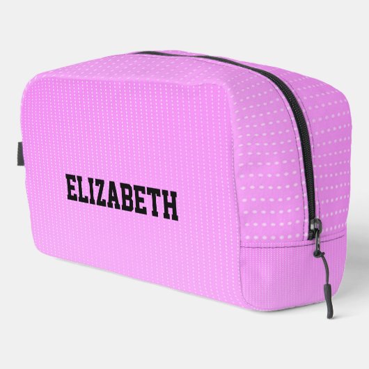 Weiße Punkte rosa Muster Waschbeutel (Rechte Ecke)