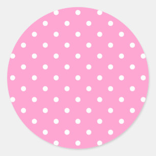 Weiße Punkte, rosa Polka Dots Muster. Runder Aufkleber