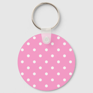 Weiße Punkte, rosa Polka-Punkte-Muster. Schlüsselanhänger