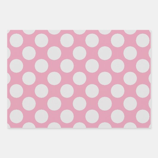 Weiße Punkte und rosa Hintergrund des Party Geschenkpapier Set (Vorderseite 3)