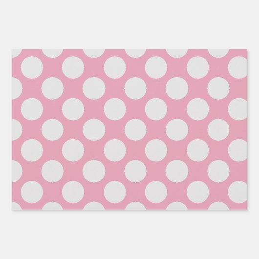 Weiße Punkte und rosa Hintergrund des Party Geschenkpapier Set (Vorderseite 2)