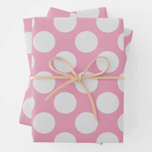 Weiße Punkte und rosa Hintergrund des Party Geschenkpapier Set (Beispiel)