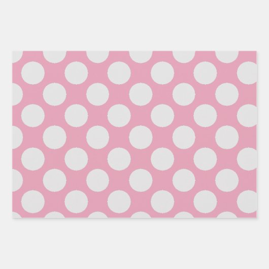 Weiße Punkte und rosa Hintergrund des Party Geschenkpapier Set (Vorderseite)