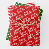 Weiße Punkte und Streifen in Rot und Grün Geschenkpapier Set (Beispiel)