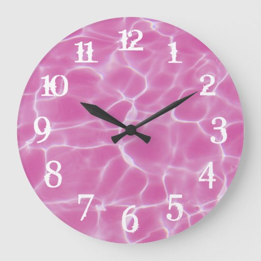 Weiße Putznummern Pink Schwimmbad Große Wanduhr (Vorderseite)