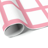 Weiße Quadrate auf Lachsrosa-Packpapier Geschenkpapier (Rolleneckpunkt)