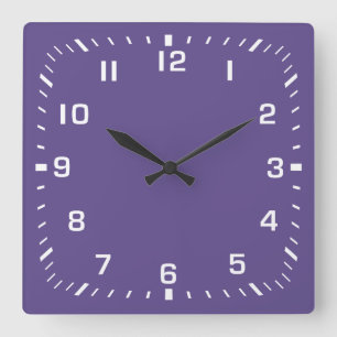 Weiße Quadratzahlen auf Ultra Violett Lila Quadratische Wanduhr
