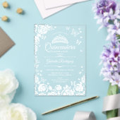 Weiße Quinceanera-Rosen-Schmetterlinge Acryleinladungen (In Situ (Hochzeit))