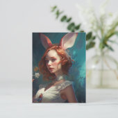 Weiße Rabbit Cosplay Fantasy Frau Postkarte (Stehend Vorderseite)