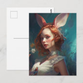 Weiße Rabbit Cosplay Fantasy Frau Postkarte (Vorne/Hinten)