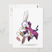 Weiße Rabbit Postkarte (Vorne/Hinten)