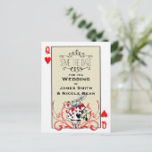 Weiße Rabbit Queen of Hearts Wonderland Rett Date Ankündigungspostkarte (Stehend Vorderseite)