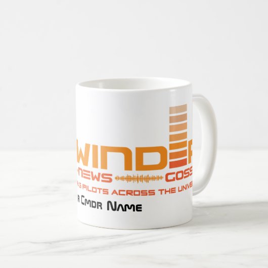 Weiße Radiosidewinder-Tasse mit Namen oder Kaffeetasse (VorderseiteRechts)