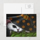 WEISSE RATMAUS MIT WITCH HALLOWEWEE HAT POSTCARD POSTKARTE (Vorne/Hinten)