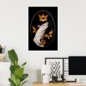 Weiße Ratte mit Monarchfalter-Gotik-Haus Poster (Heimbüro)