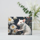 Weiße Ratte Postkarte (Stehend Vorderseite)
