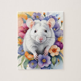 Weiße Ratten-Maus-Familien-Haustier-Porträt Puzzle