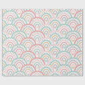 Weiße Regenbogen und Herzpastel Geschenkpapier (Flach)
