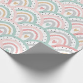 Weiße Regenbogen und Herzpastel Geschenkpapier (Ecke)