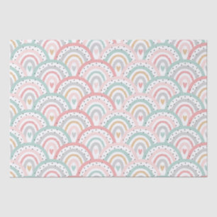Weiße Regenbogen und Herzpastel Seidenpapier