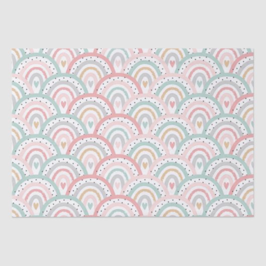 Weiße Regenbogen und Herzpastel Seidenpapier (Vorderseite)