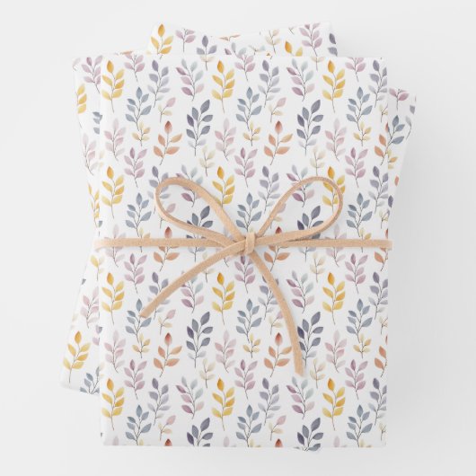 Weiße RegenbogenBlätter Geschenkpapier Set (Beispiel)