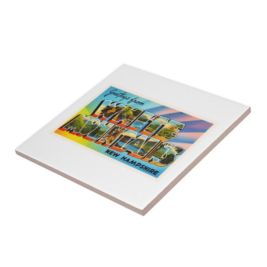 Weiße Reise-Andenken des GebirgsNew Hampshire-NH Fliese (Seite)