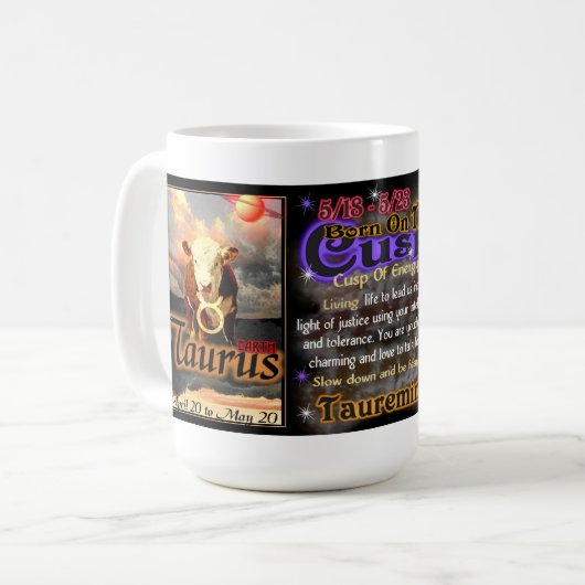 Weiße Reise des Stier-Zwillings-Spitzentierkreises Kaffeetasse (Vorderseite Links)