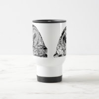Weiße Reise-Tasse - zwei Eulen-Bilder