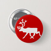 Weiße Ren-/Karibu-Silhouette Button (Vorne & Hinten)