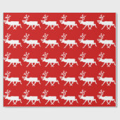 Weiße Ren-/Karibu-Silhouette Geschenkpapier (Flach)