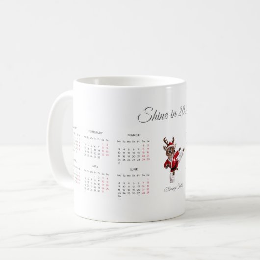 Weiße Rentiere 2025 Kalender Kaffeetasse (Vorderseite Links)