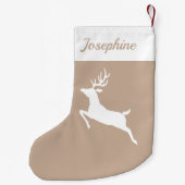 Weiße Rentiere Silhouette auf Beige und Individuel Kleiner Weihnachtsstrumpf (Rückseite)