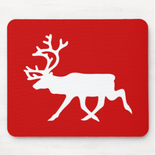 Weiße Rentiersilhouette Mousepad