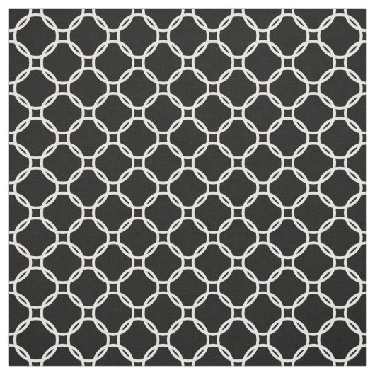 Weiße Retro-Chic moderne Kreise Muster auf Schwarz Stoff (Muster)