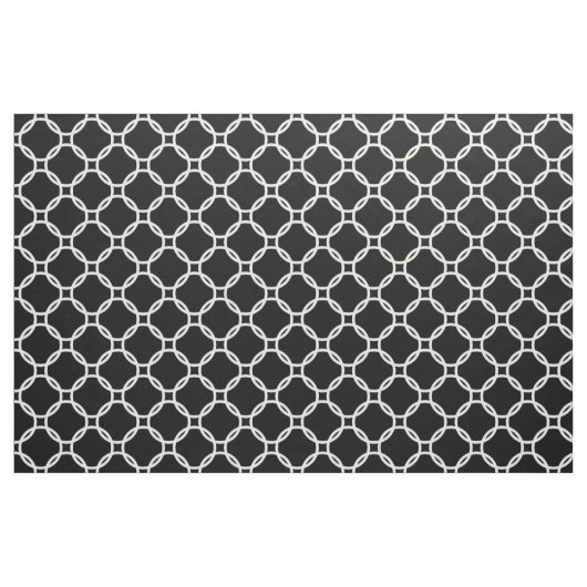 Weiße Retro-Chic moderne Kreise Muster auf Schwarz Stoff (Fat Quarter (45,7 x 55,9 cm))