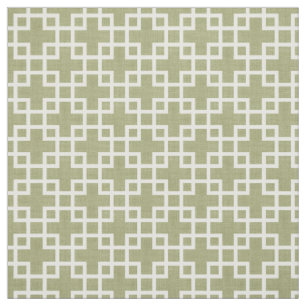 Weiße Retro-Chic-Quadrate-Muster auf Olive Green Stoff