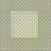 Weiße Retro-Chic-Quadrate-Muster auf Olive Green Stoff (Kachel)