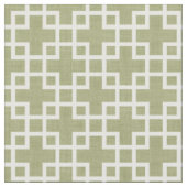 Weiße Retro-Chic-Quadrate-Muster auf Olive Green Stoff (Nahaufnahme)
