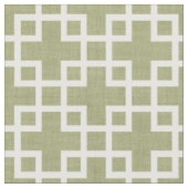 Weiße Retro-Chic-Quadrate-Muster auf Olive Green Stoff (Nahaufnahme)