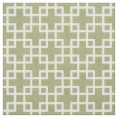 Weiße Retro-Chic-Quadrate-Muster auf Olive Green Stoff (Muster)